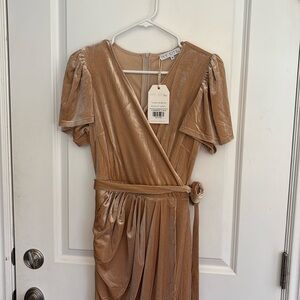 Ivy City Co champagne Velvet Wrap Dress